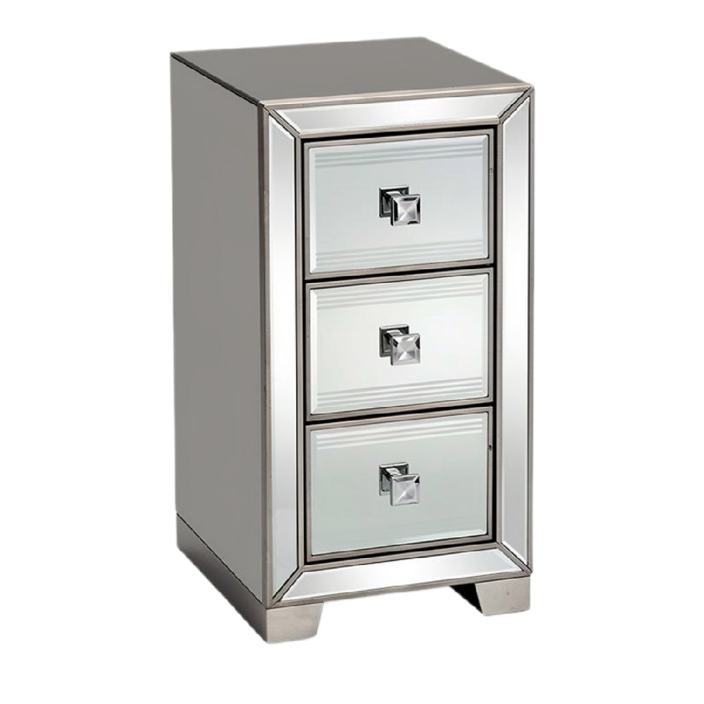 **Elegancka szafka nocna z lustrem – 3 szuflady**